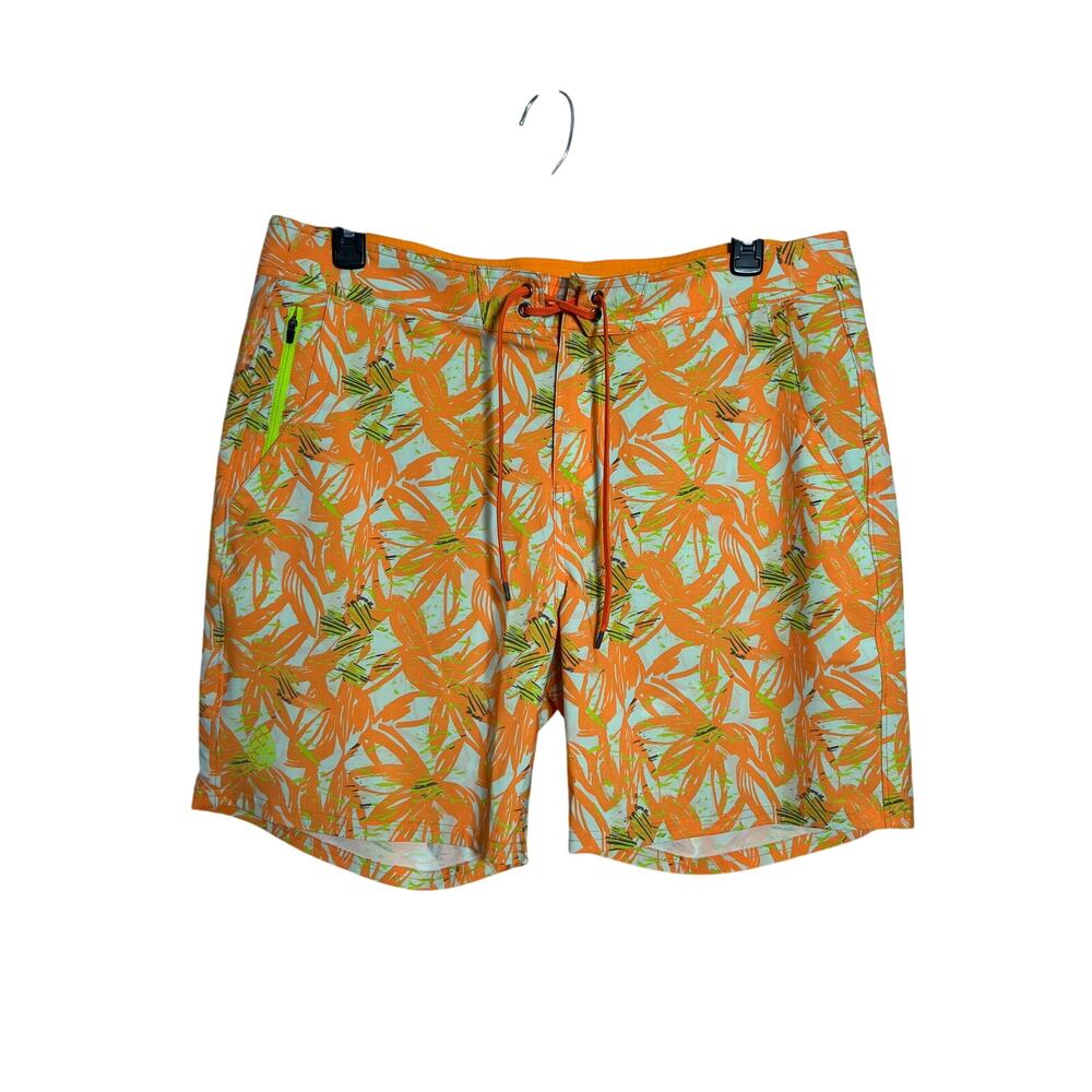 Stio CFS Floral Board Shorts SIZE 38 Orange 7 Inch Swim Trunks NWOT